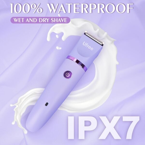 Ufree Bikini Trimmer for Women, Electric Razors for Women, Rechargeable Pubic Hair Trimmer Womens Electric Shaver for Legs Body Hair, Bikini Shaver IPX7 Waterproof, Gifts for Women, Purple - Image 6