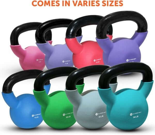 GYMENIST Kettlebell Fitness Iron Weights with Neoprene Coating Around The Bottom Half of The Metal Kettle Bell - Image 9