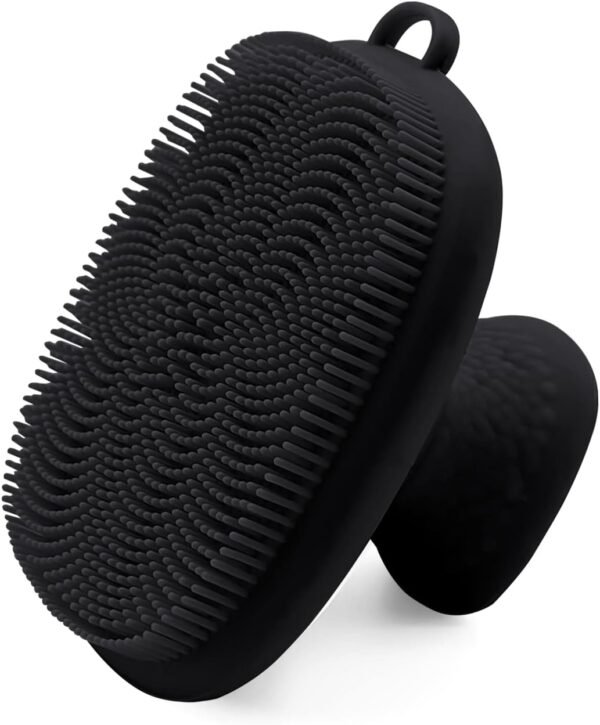 Silicone Face Scrubber Exfoliator Brush, Manual Facial Cleansing Exfoliating Brush, Gentle Face Scrub Wash Brush for Women and Men (Black) - Image 2