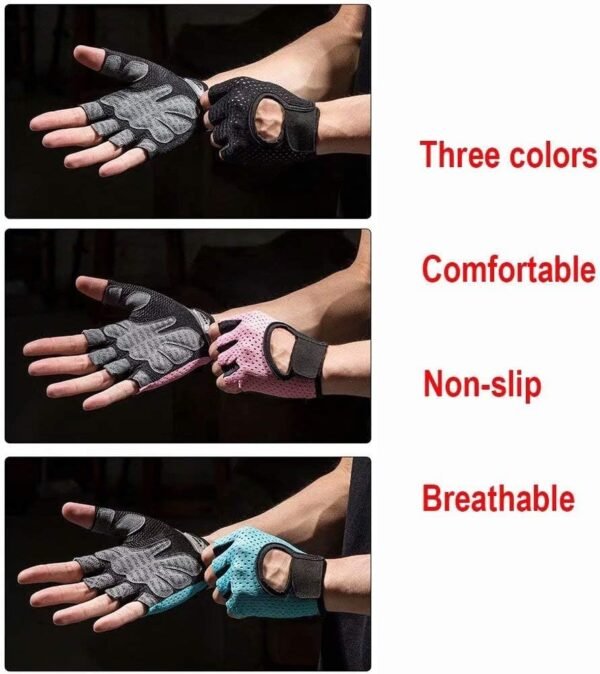 Workout Gloves Breathable Non-Slip Silica Gel Grip Pink Fingerless Exercise for Men Women Weight Lifting Yoga Dumbbell Bodybuilding Cycling Sport - Image 6