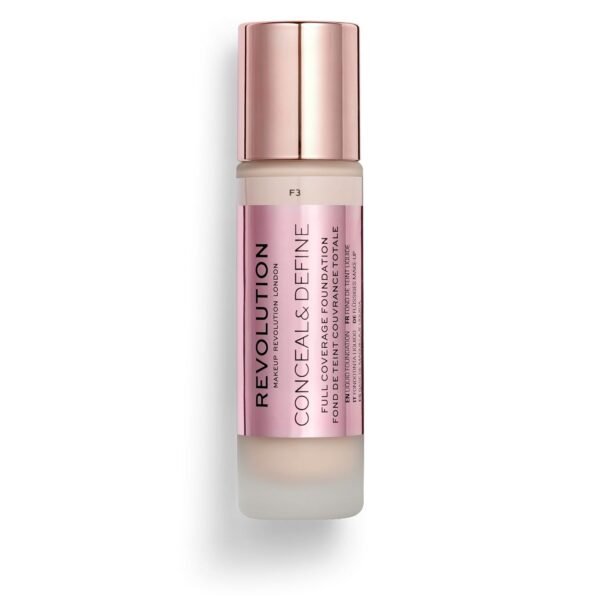 Revolution Beauty, Conceal & Define Foundation, Full Coverage, Long-Lasting Matte Finish, Vegan & Cruelty Free, F3 Fair Skin Tones, 0.8 Fl.Oz. - Image 4