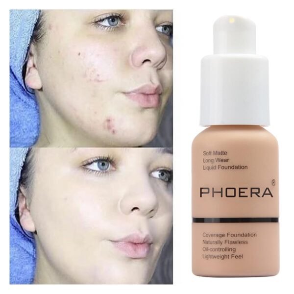 PHOERA Foundation,Matte Oil Control Concealer Foundation Cream,Long Lasting Waterproof Foundation Makeup,Full Coverage Foundation (101 Porcelain) - Image 5