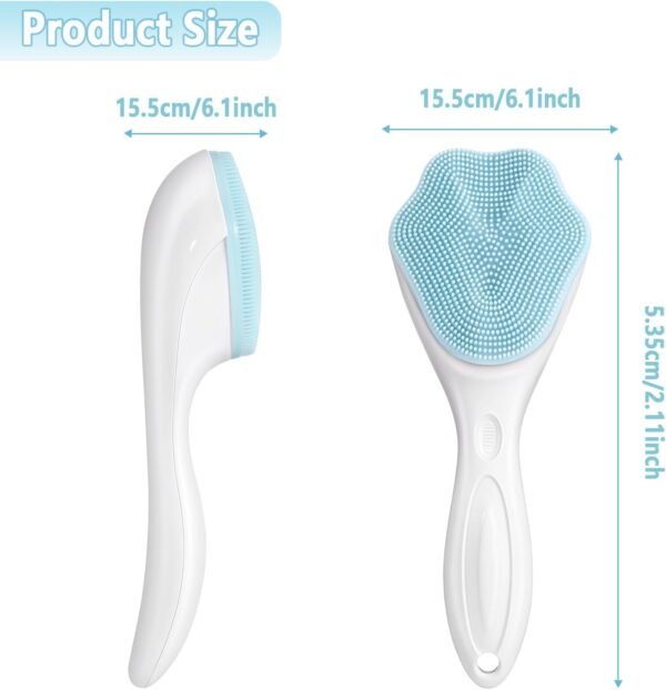 3Pack Face Scrub Brush Soft Bristles Silicone Facial Cleansing Brush Manual Handheld Exfoliating Face Brush Waterproof Face Scrubbers for Women and Men Deep Cleaning Skin Care - Image 3