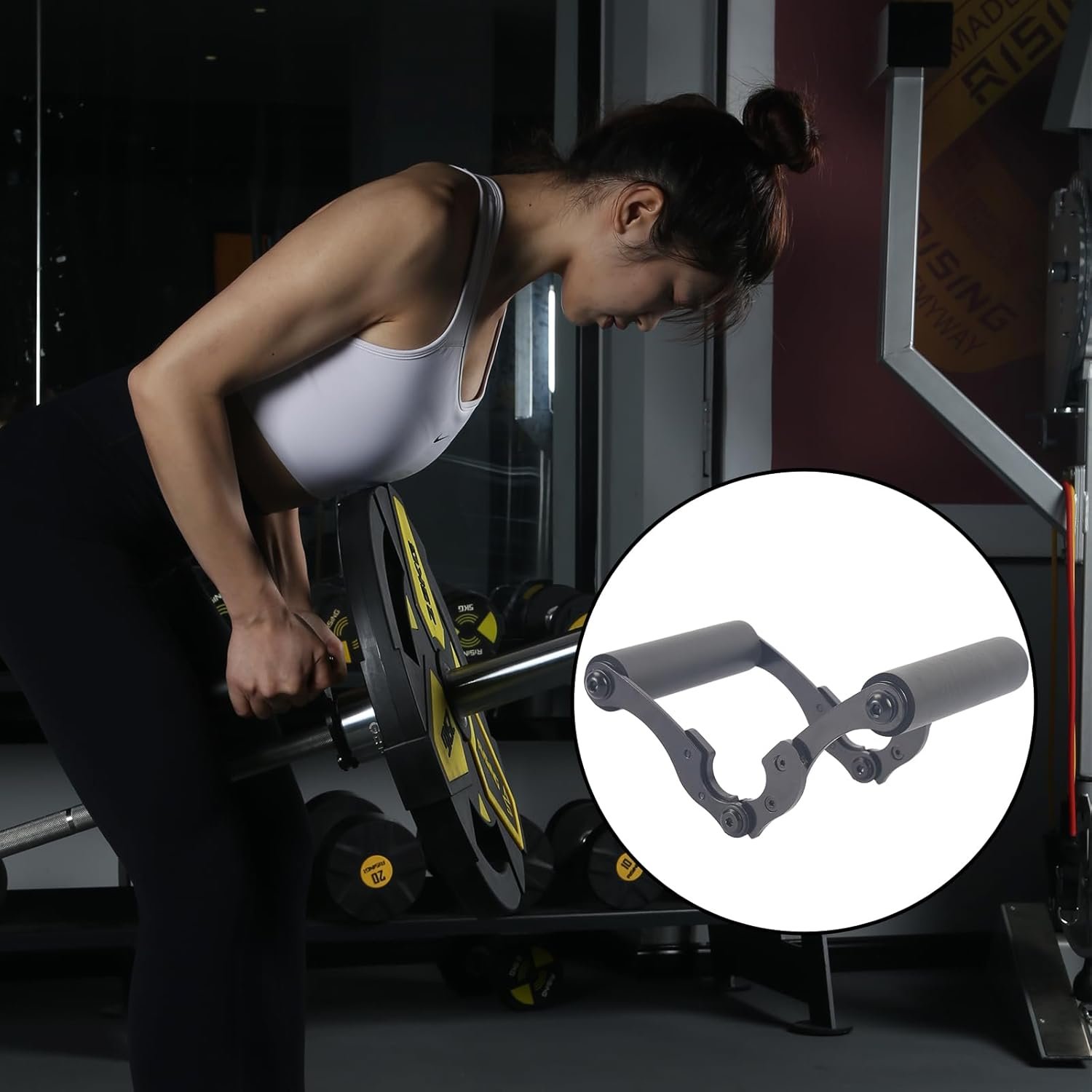 V Bar Row Landmine Handle Attachment for Barbell Bars,Solid Mine Double D Row Handle Grips with Non-Slip Rubber Grips, T-Row Attachment for Olympic Strength Training Bars - Image 7