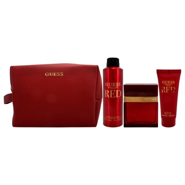 Guess Seductive Red for Men - 4 Pc Gift Set 3.4oz EDT Spray, 6oz Body Spray, 3.4oz Shower Gel, Pouch - Image 3