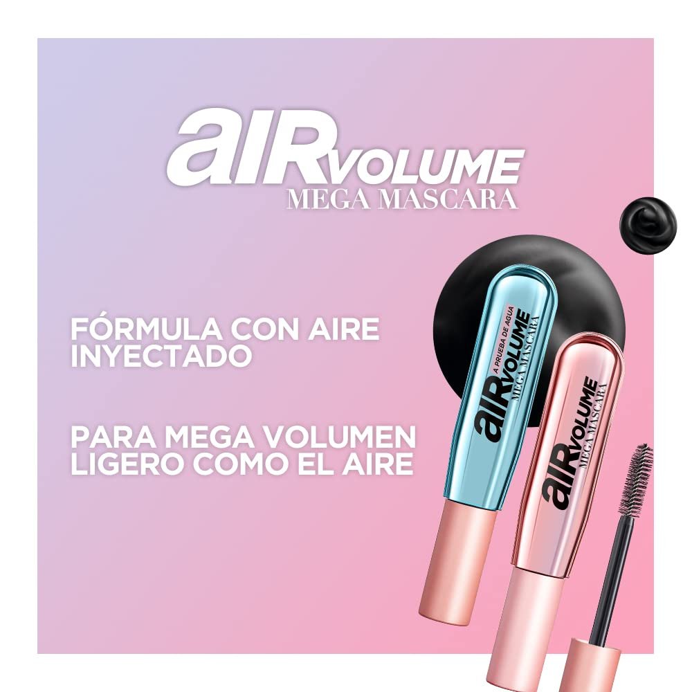 L’Oréal Paris Makeup Air Volume Mega Mascara, Lightweight & Long-lasting Volumizing Mascara for Voluminous Eyelashes, Waterproof Black, 0.3 Fl Oz - Image 4