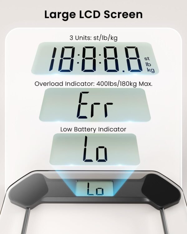 FITINDEX Digital Scale for Body Weight, Bathroom Scale for Weight Loss, High Accurate Weight Scale in 0.1 lb Increments, Large LCD Display, Battery Included, 400lbs Capacity - Image 5