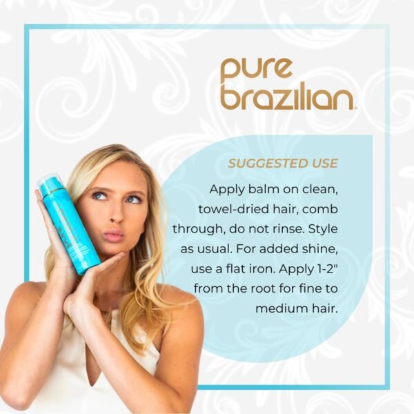 Pure Brazilian Silk Smoothing Balm with Keratin, Hydrolyzed Silk & Coconut Oil, Anti-Frizz, Nourishing & Strengthening Formula, Salon-Quality Treatment, 6.78 Oz - Image 5