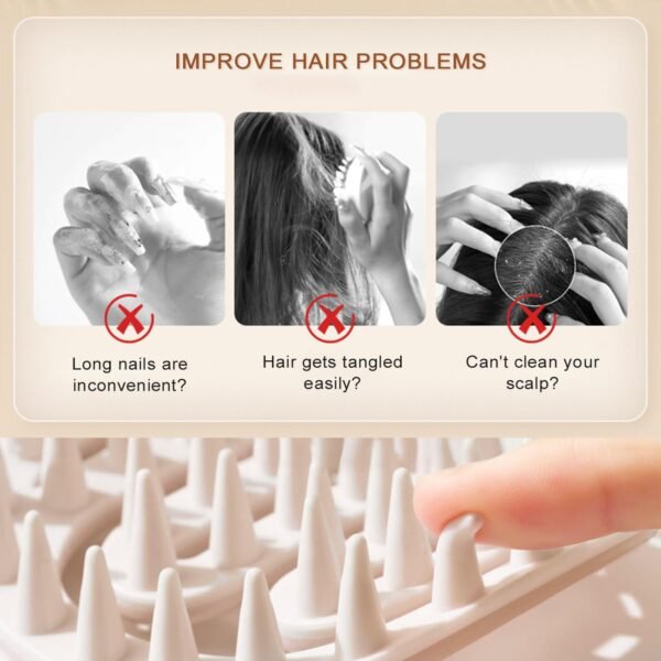 Scalp Massager Shampoo Brush for Hair Silicone Scalp Scrubber with Handle Curved Vented Scalp Scrubber Scalp Care Brush Soft Hair Shampoo Brush for Scalp Exfoliator and Dandruff Removal(White) - Image 8