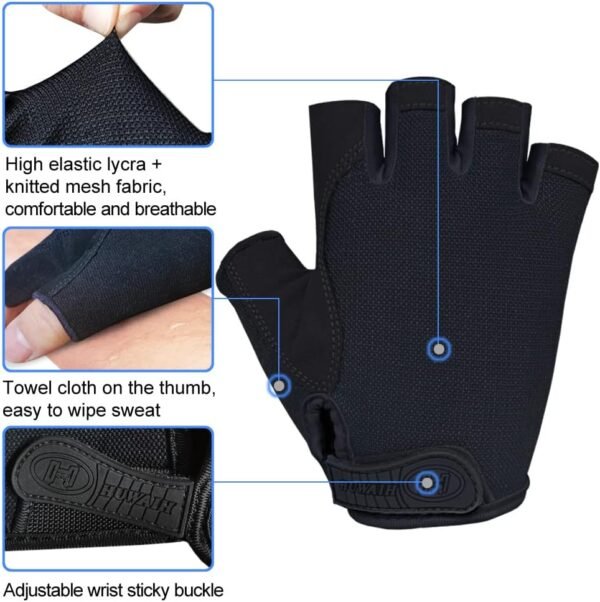 HuwaiH Cycling Gloves for Men/Women Anti-Slip Shock-Absorbing Biking Gloves Half Finger Gel Pad Bicycle Gloves Breathable Bike Gloves - Image 4