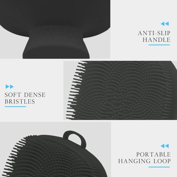 Silicone Face Scrubber Exfoliator Brush, Manual Facial Cleansing Exfoliating Brush, Gentle Face Scrub Wash Brush for Women and Men (Black) - Image 6