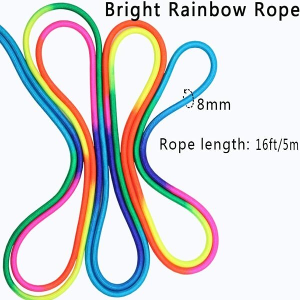 16 FT Long Jump Rope for Kids, 2 Pack Adjustable Double Dutch Skipping Rope with Wooden Handle, Multiplayer Rainbow Jumping Rope for Outdoor Fun, School Sport, Party Game - Image 4