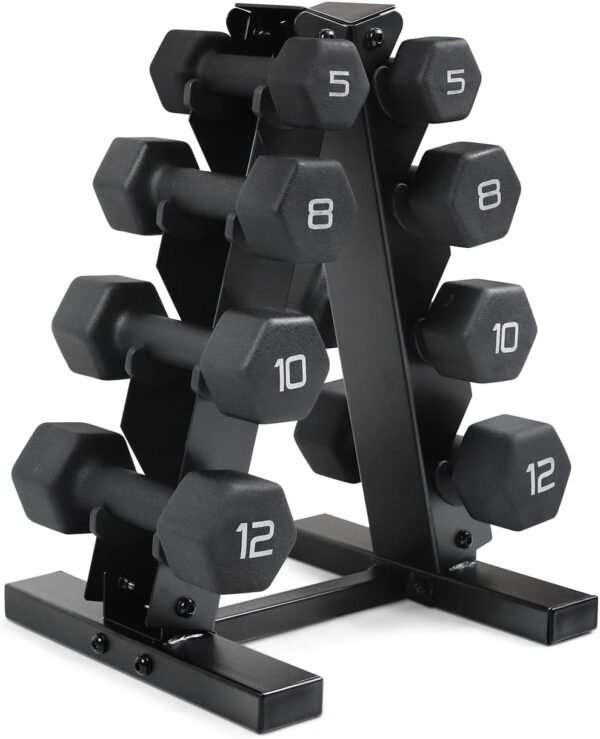 WF Athletic Supply Black Neoprene Dumbbell Set, Non-Slip & Hex Shape, Great for Muscle Toning, Strength Building & Weight Loss; Sizes, Dumbbells Only & w/Rack Options Available - Image 2