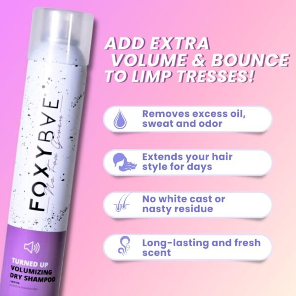 FoxyBae Turned Up Dry Shampoo Spray - Dry Shampoo for Women with Biotin for Hair Growth - Volumizing, Refreshing & Non-Toxic - 7 Fl Oz - Image 3