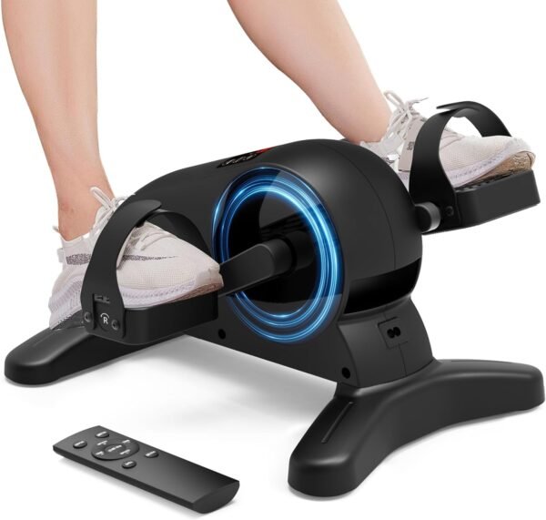 Mini Under Desk Exercise Bike Pedal Exerciser, Motorized Setting Bike Pedal Exerciser Leg/Arm Cycle for Senior, Physical Therapy, with 12 Adjustable Speed, LCD Display, Remote Control - Image 2