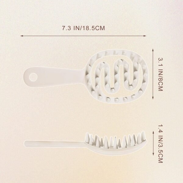 Scalp Massager Shampoo Brush for Hair Silicone Scalp Scrubber with Handle Curved Vented Scalp Scrubber Scalp Care Brush Soft Hair Shampoo Brush for Scalp Exfoliator and Dandruff Removal(White) - Image 3