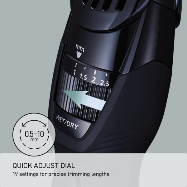 Panasonic Cordless Men's Beard Trimmer With Precision Dial, Adjustable 19 Length Setting, Rechargeable Battery, Washable - ER-GB42-K (Black) - Image 4