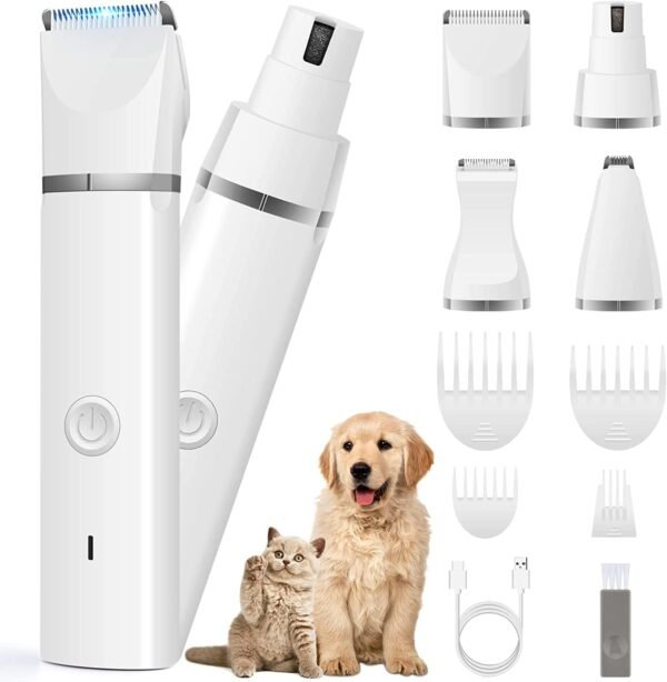 Dog Clippers Grooming Kit Hair Clipper-Low Noise Paw Trimmer- Rechargeable - Cordless Quiet Nail Grinder Shaver for Cats and Other Pets - Image 2