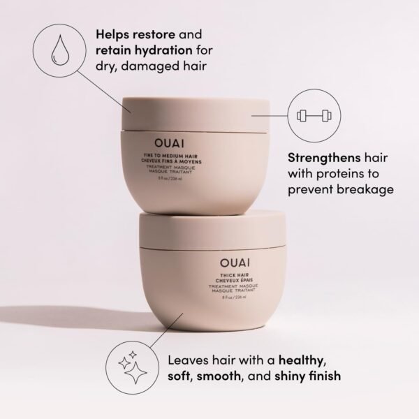 OUAI Fine to Medium Hair Treatment Masque - Hair Mask for Hair Repair, Hydration and Shine - With Shea Butter, Keratin and Panthenol - Paraben, Phthalate and Sulfate Free Hair Care (8 Fl Oz) - Image 3