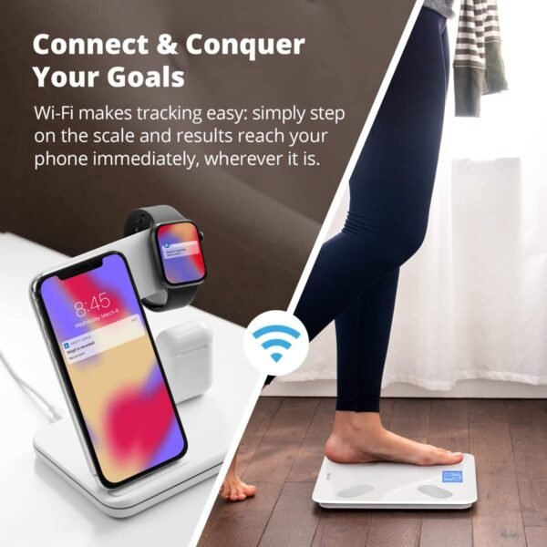 Greater Goods WiFi Bathroom Scale, Measures Weight, BMI, Body Fat, Muscle Mass, and Water Percentage, Upto 8 Users, 400 Ibs, White - Image 3