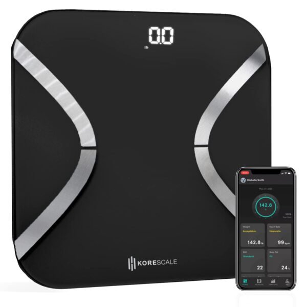 Korescale Gen2 Digital Smart Scale with BMI, Body Fat, Muscle Mass, Weight | Highly Accurate Bathroom Scales, Bluetooth Composition Analyzer | Compatible with KoreHealth, Apple Health App (Black) - Image 2