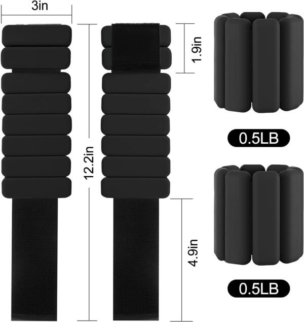 Wearable wrist weights and ankle weights ，1-2 lb. per pair， Soft touch adjustable Counterweight，ankle weights for women and man，gym Aerobic exercise, rehabilitation training, dance, swimming ，run - Image 4
