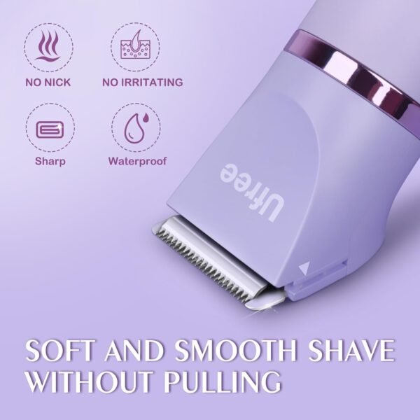 Ufree Bikini Trimmer for Women, Electric Razors for Women, Rechargeable Pubic Hair Trimmer Womens Electric Shaver for Legs Body Hair, Bikini Shaver IPX7 Waterproof, Gifts for Women, Purple - Image 5