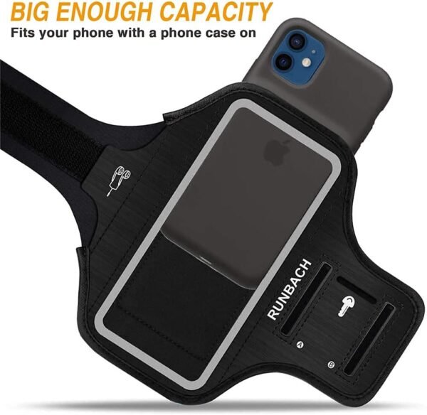 Armband for iPhone 16/16 Pro/15/15 Pro/14/14 Pro/13/13 Pro/12/12 Pro/11/XR,Sweatproof Running Exercise Bag with Card Slot for iPhone 16,15,14,13,12,11,iPhone XR(Black) - Image 7