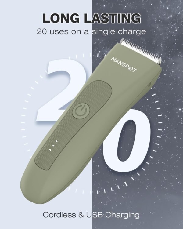 MANSPOT Manscape Pubic Hair Trimmer for Men and Women, Electric Ball Trimmer Pubic Trimmer Shaver,Hypoallergenic Ceramic Blade Heads,Waterproof Wet/Dry Groin Shaver,20 Times Usage,No Nick,No Burn - Image 6