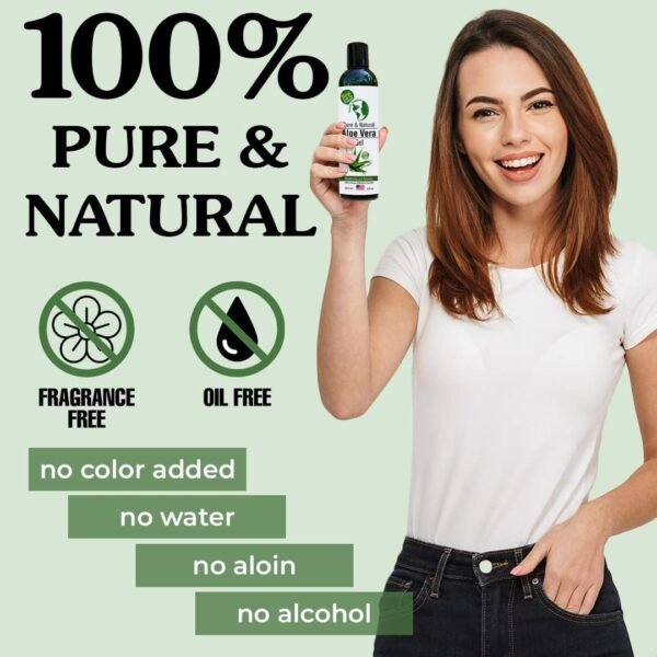 Earth's Daughter Organic Aloe Vera from 100% Pure and Natural Cold Pressed Aloe with 8 oz Disc Top Dispenser - Great for Face - Hair - Sunburn - Dry Skin - Image 3