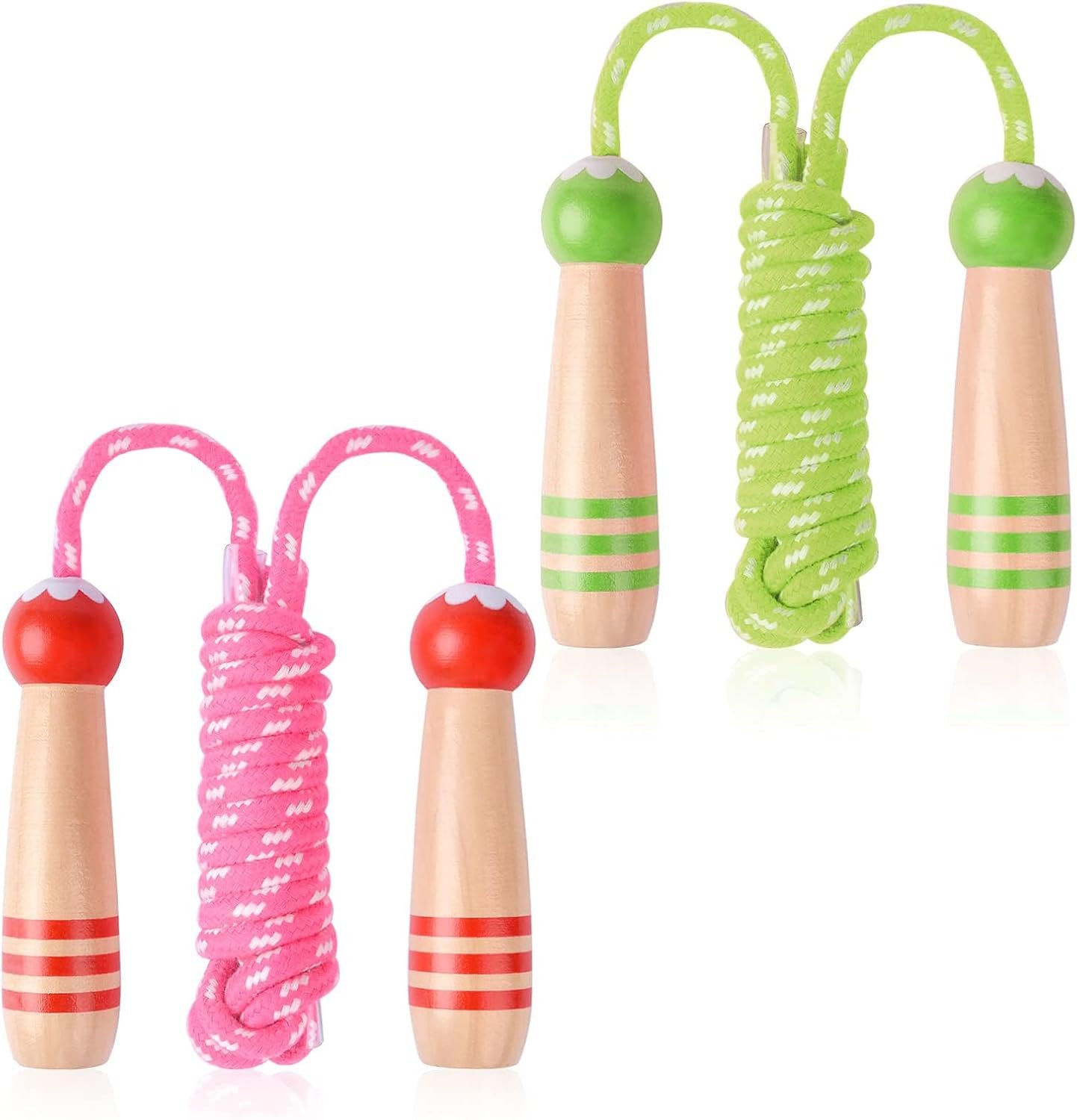 Jump Rope for Kids Adjustable, Lorvain Kid Jump Ropes for Girls Boys Skipping Rope for Kids with Wooden Handle Cotton Braided Outdoor Fun Activity for Exercise Fitness Children Students Preschooler - Image 2