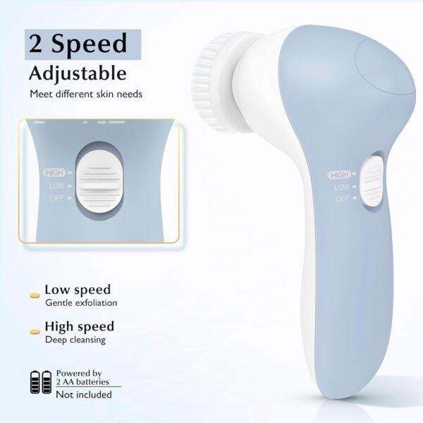 COSLUS Facial Cleansing Brush Silicone Face Scrubber: 2 in1 FBS-D Electric Exfoliating Massage Device Waterproof Deep Cleaning Exfoliation Rotating Spa Machine - Electronic Skin Care Wash Clean System - Image 8