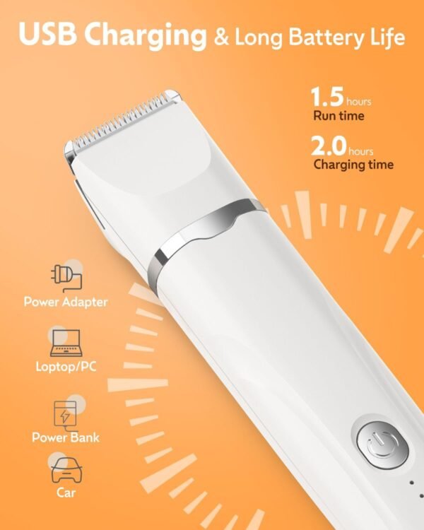 Dogs Hair Clippers Grooming Kit with Nail Grinder, 4 in 1 Cordless Electric Trimmer for Dogs Cat Low Noise USB Rechargeable, Pet Clippers Grooming Paws, Eyes, Ears, Face,Nail, Matted Hair - Image 6