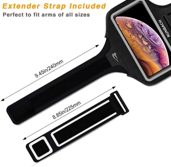 Armband for iPhone 16/16 Pro/15/15 Pro/14/14 Pro/13/13 Pro/12/12 Pro/11/XR,Sweatproof Running Exercise Bag with Card Slot for iPhone 16,15,14,13,12,11,iPhone XR(Black) - Image 3