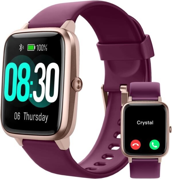 GRV Smart Watch for iOS and Android Phones (Answer/Make Calls), Watches for Women IP68 Waterproof Smartwatch Fitness Tracker Watch with Heart Rate/Sleep Monitor Steps Calories Counter (Dark Purple) - Image 2