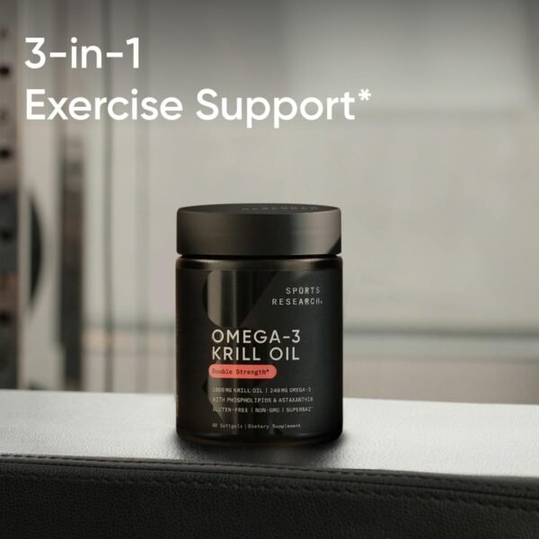 Sports Research Antarctic Krill Oil Omega 3 Softgels 1000mg (Double Strength) with Phospholipids, Choline & Astaxanthin - Sustainably Sourced, Non-GMO Verified & Gluten Free - 60 Capsules - Image 6