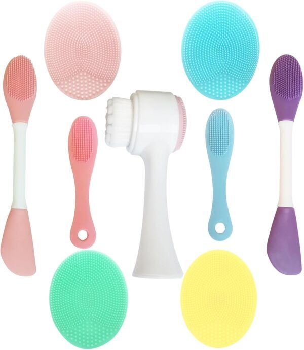 9-in-1 Face Scrubber Face Cleaning Brushes Super Soft Silicone Face Cleanser Brush and Facial Cleansing Massager Brush Face Cleansing Brush Set - Image 8
