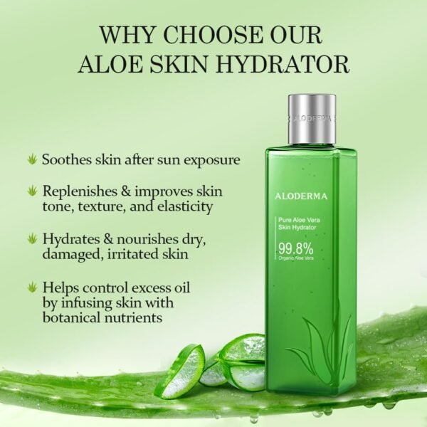 Aloderma Fresh Aloe Vera Face Hydrator Made with 99.8% Organic Aloe Vera within 12 Hours of Harvest - No Thickeners Great for Acne Prone & Sensitive Skin Repair, Scalp, & Hair 240ml - Image 3