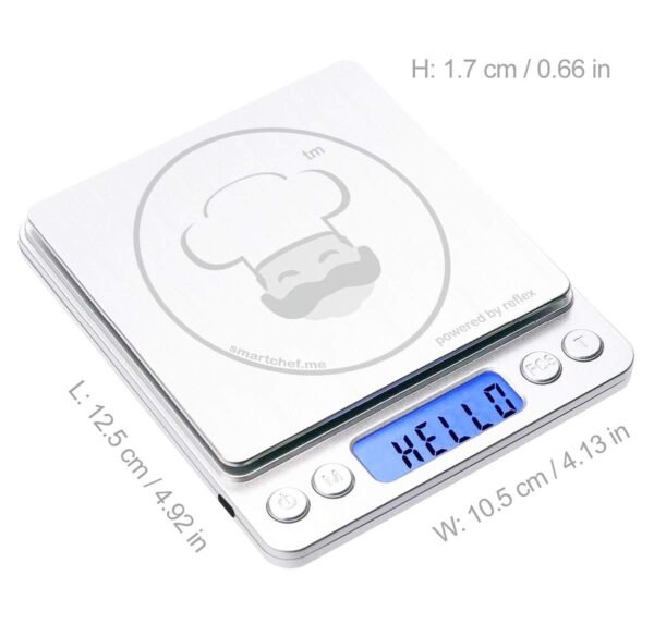 Reflex 500g / 0.01g Digital Pocket Wireless Smart Food Kitchen Scale Grams and Ounces USB Rechargeable, Portable, Accurate, Metal Stainless Steel Surface, Keto Calculator, Baking, Counter, Reloading - Image 7