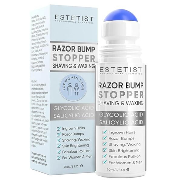 Razor Bump Stopper Solution for Ingrown Hair Skin Care Treatment for Face, Neck, Bikini Area, Legs and Underarm Area After Shave Serum Roll-On for Men and Women With Salicylic Acid, Glycolic Acid - Image 2