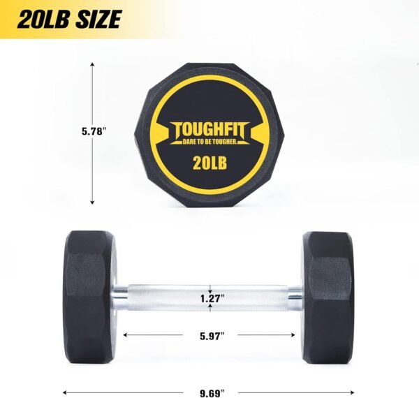 5-520LBS Dumbbell Sets With Optional Rack- PEV Coated & Non-slip knurl Iron Handle - Free Weights for Strength Training Full Body, Decagon Dumbbells for Home Gym, Workouts… - Image 3