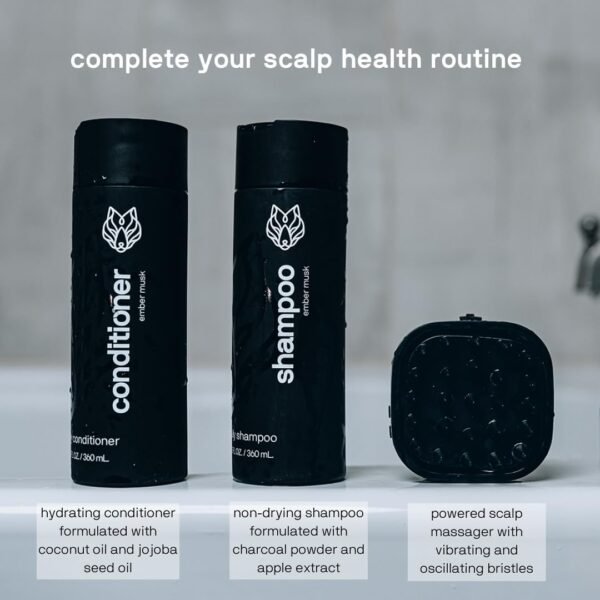 Black Wolf Sonic Scalp Scrubber - Electric Hair & Scalp Massager Brush with 3-Speed Oscillation - Rechargeable Shower Brush & Head Scrubber with Soft Silicone Bristles for Deep Clean & Exfoliation - Image 7