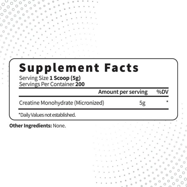 Type Zero Creatine Monohydrate (Unflavored) 1 KG, 5000mg (5g) Per Serving, Micronized, Zero Sugar, Keto Friendly & Gluten Free, 200 Servings - Image 3