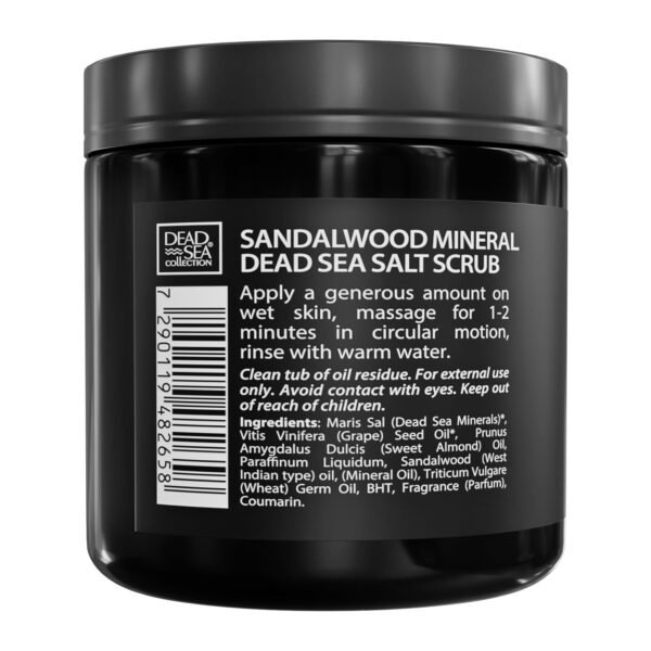 Salt Body Scrub Sandalwood – Moisturizes, Exfoliates & Nourishes Skin – Cleanses & Detoxifies with Dead Sea Minerals - Dead Sea Collection – 23.28 OZ - Image 6