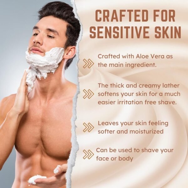 G.B.S Sandalwood Shaving Cream for Sensitive Skin, Hydrates, Nourishes for Close Smooth Shave, Protects Skin from Cuts, Bumps, Redness and Irritation Pack of 3 - Image 5