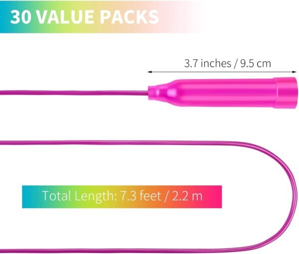 Aneco 30 Pack Kids Jump Rope Set 7.3 Feet Outdoor Jump Ropes Colorful Kids Jumping Ropes Great Sports Activities Birthday Party Favors Gifts - Image 3