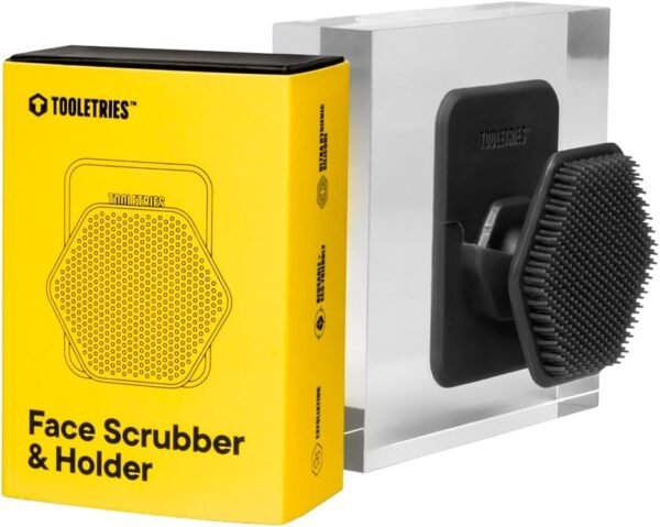 Tooletries - Men's Face Scrubber & Holder - Silicone Exfoliator Facial Cleansing Brush with Shower Storage Grip - Removes Dead & Dry Skin - Long Lasting Bathroom & Shower Accessories - Charcoal - Image 2