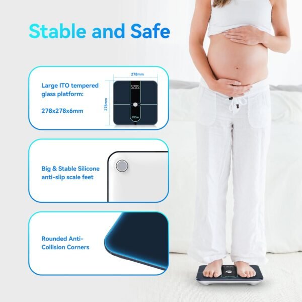YOUSA Digital Scale for Body Weight High Accuracy Digital Smart Bathroom Scale LED Display Body Composition Scale FSA HSA Eligible Body Weight Scale Support 20 Body Data Sync with Fitness App - Image 4