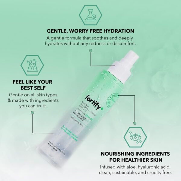 Fortify 9-in-1 Korean Facial Mist Spray with Hyaluronic Acid & Aloe Vera - Anti-Aging & Hydrating - Dermatologist Tested, Fragrance-Free - for All Skin Types, Clean Beauty - 130ML/4.39 FlOz - Image 4
