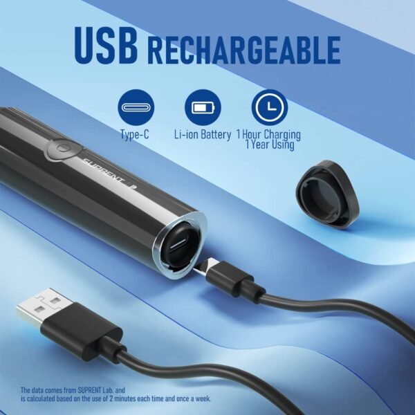 SUPRENT Rechargeable USB-C Nose Trimmer - Nose Ear Hair Trimmer for Men with IPX7 Waterproof Wet/Dry- Precision & Painless Eyebrow & Facial Hair Trimmer Kit (New Version) - Image 3
